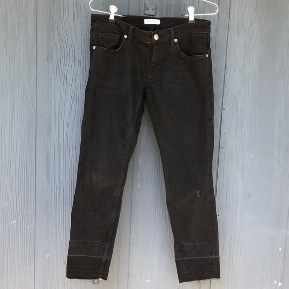 black raw edge jeans